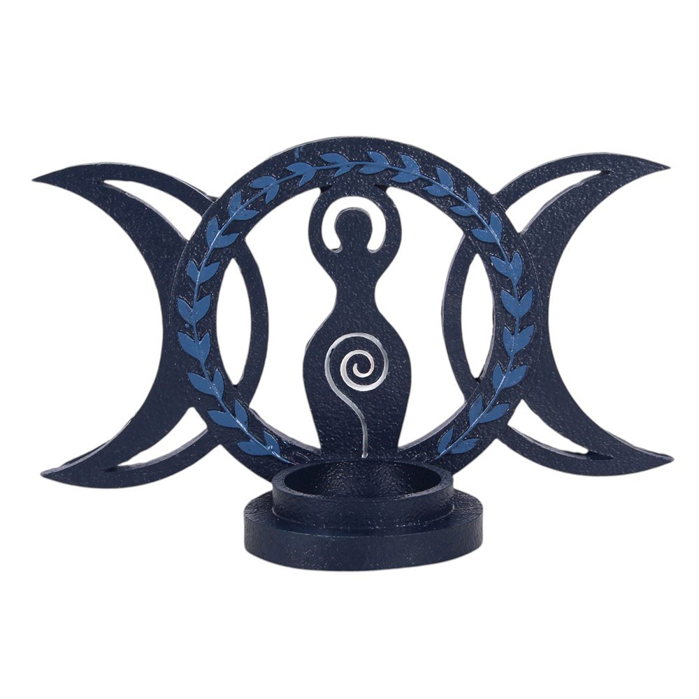 Blue Triple Goddess Resin Tealight Holder