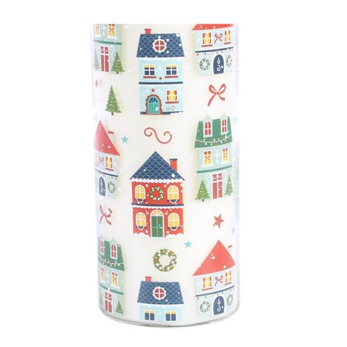 Christmas Street Gingerbread Cookie Glass Tube Candle1