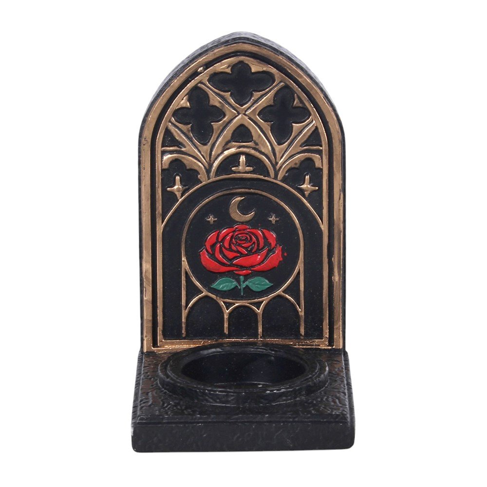 Gothic Rose Cathedral Arch Altar – Tealight & Incense Holder