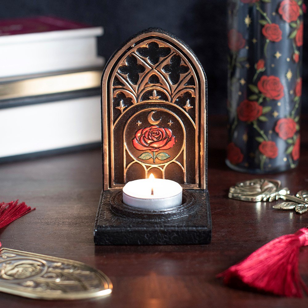 Gothic Rose Cathedral Arch Altar – Tealight & Incense Holder1