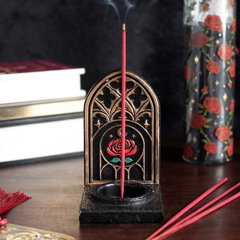 Gothic Rose Cathedral Arch Altar – Tealight & Incense Holder2