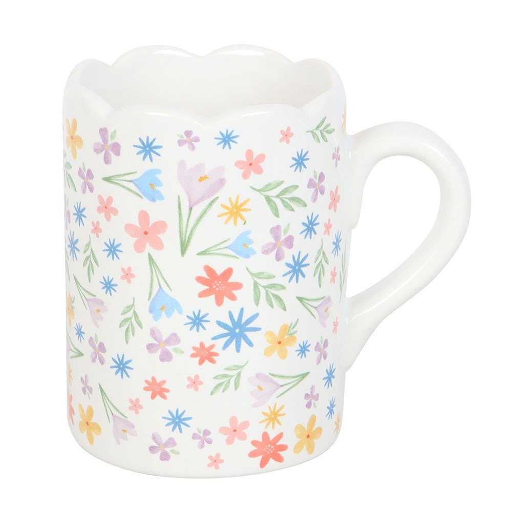 Spring Floral Scalloped Ceramic Mug2