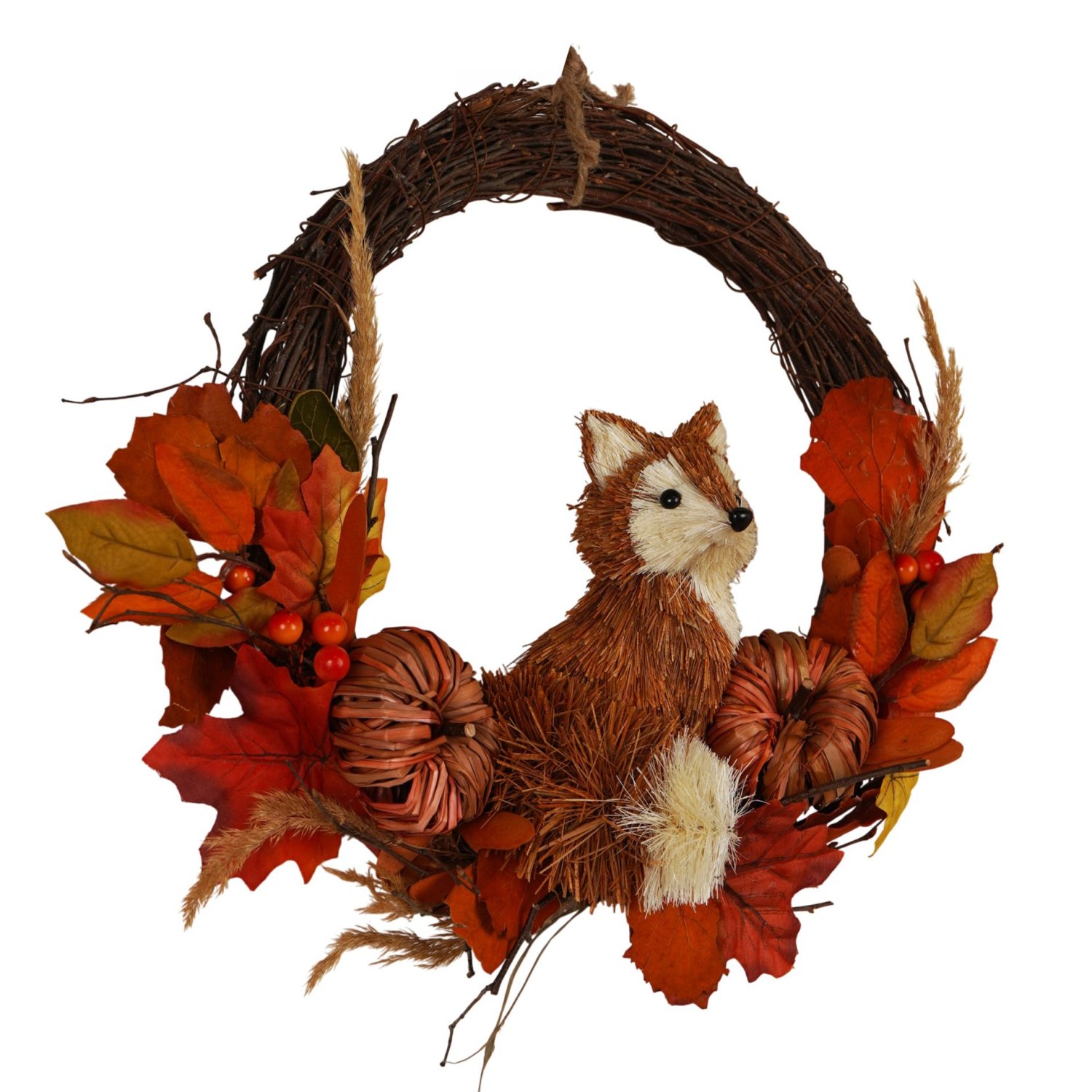 Country Living Rattan Fox Wreath2