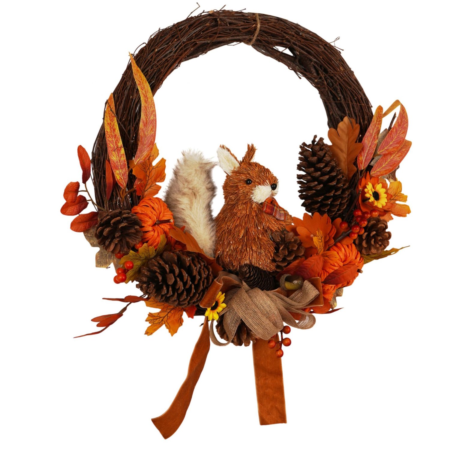 Country Living Rattan Squirrel Wreath