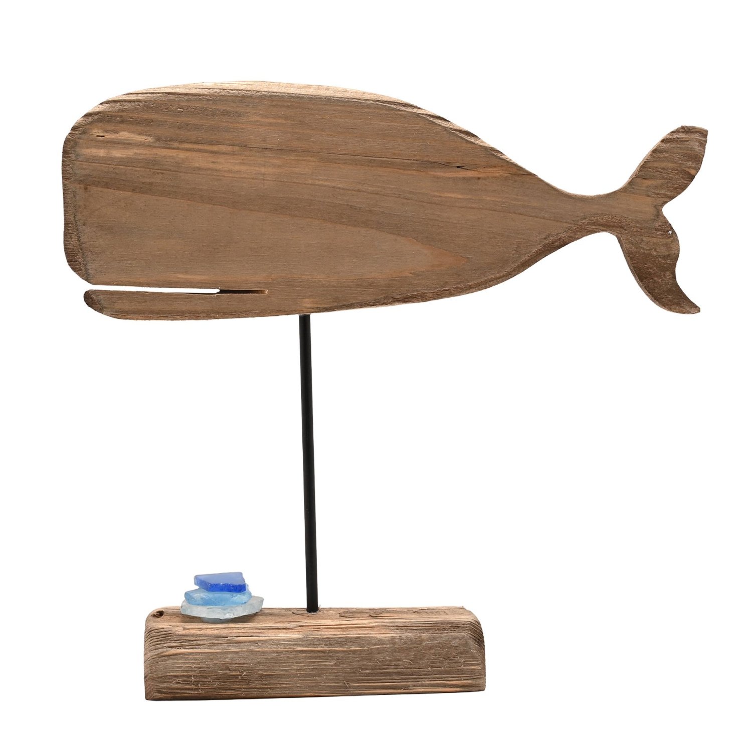 Love Life By The Sea Driftwood and Sea Glass Whale Sculpture3