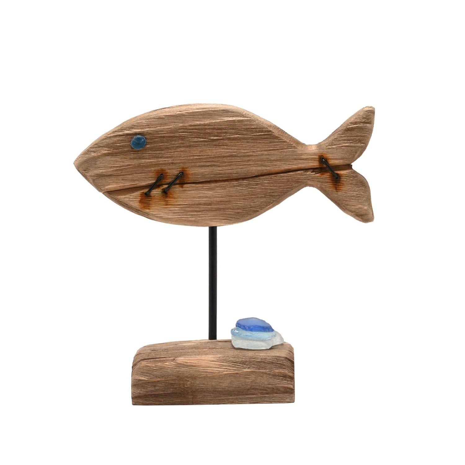 Love Life By The Sea Driftwood and Sea Glass Fish Ornament1