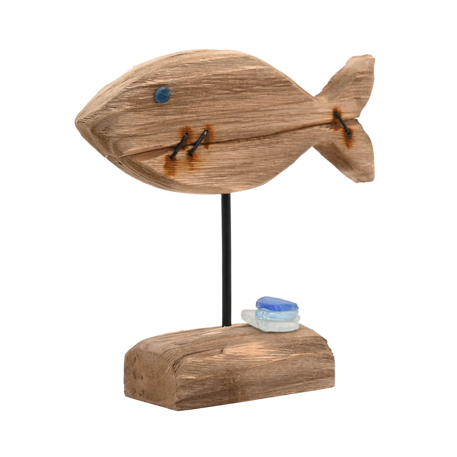 Love Life By The Sea Driftwood and Sea Glass Fish Ornament2
