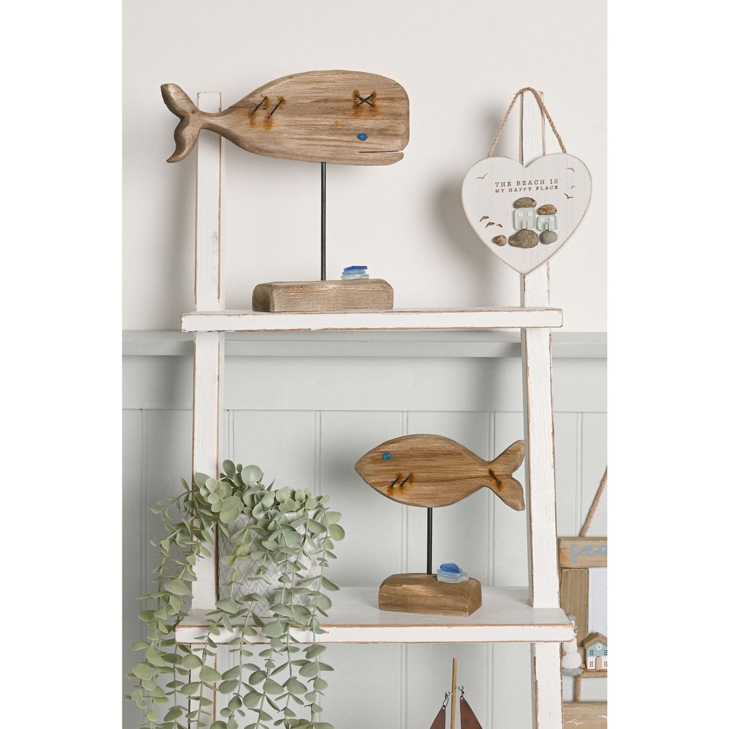 Love Life By The Sea Driftwood and Sea Glass Fish Ornament4