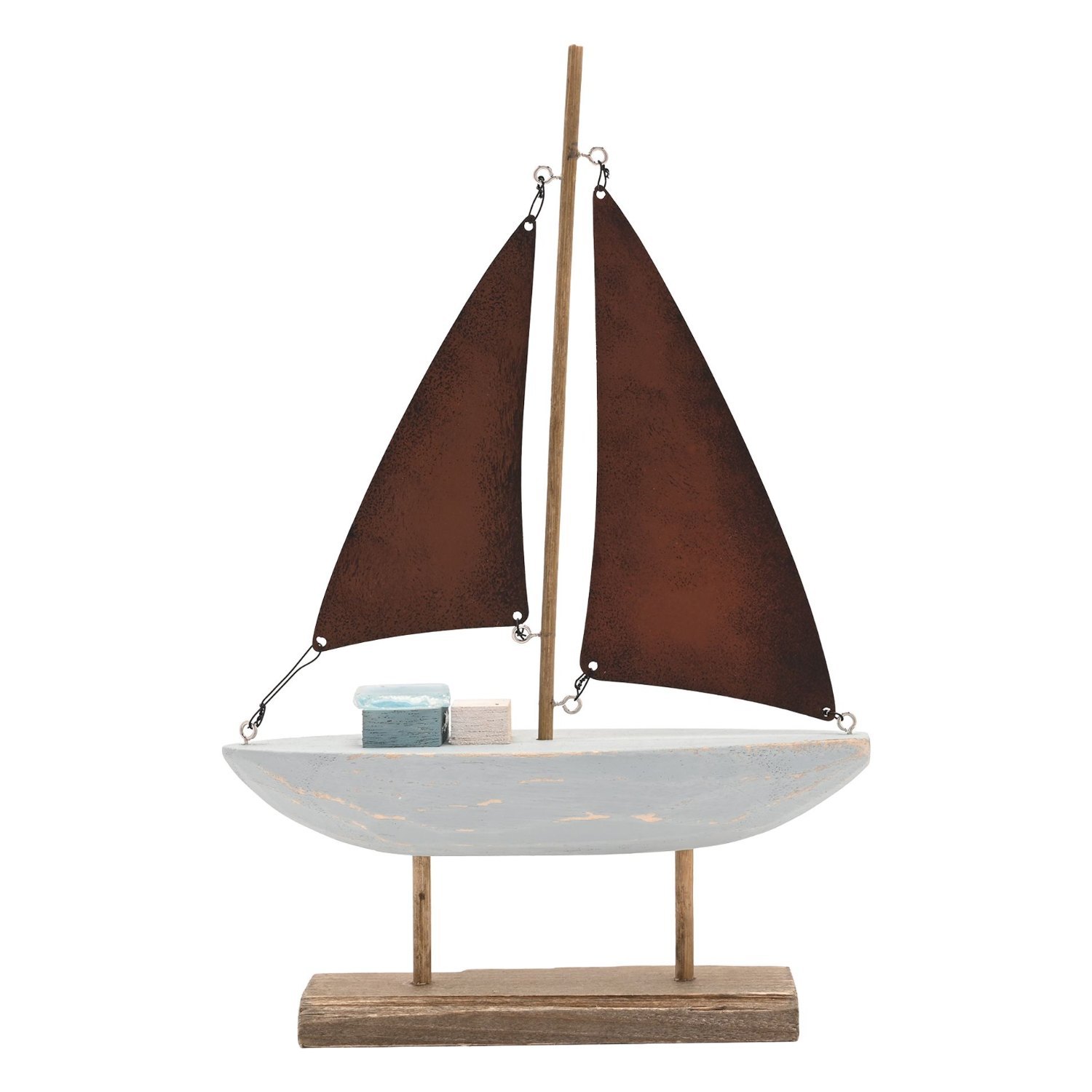 Love Life By The Sea Driftwood and Sea Glass Sailboat Ornament