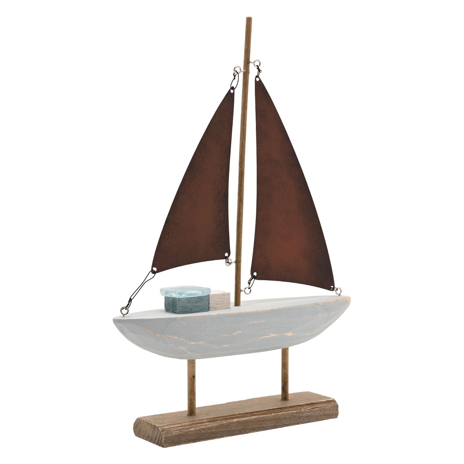 Love Life By The Sea Driftwood and Sea Glass Sailboat Ornament1