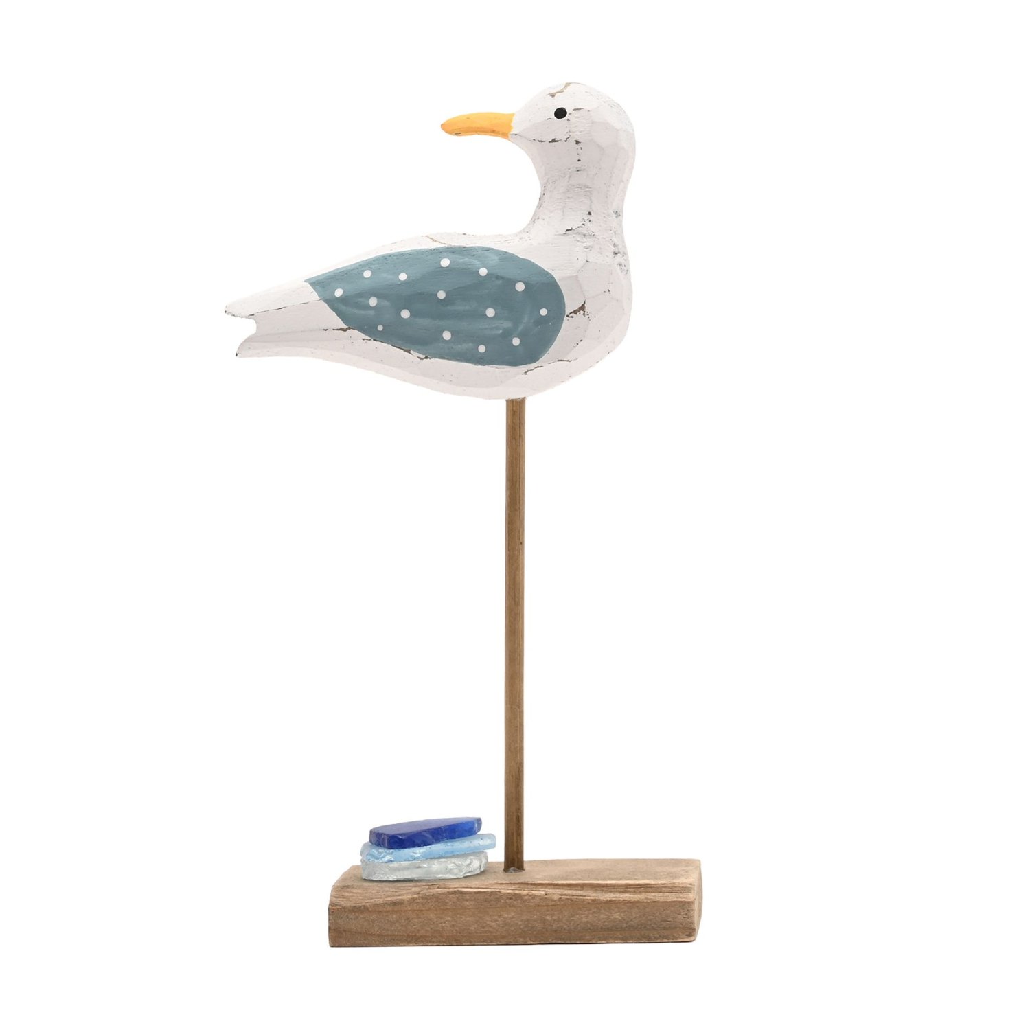 Love Life By The Sea Driftwood and Sea Glass Seagull Ornament