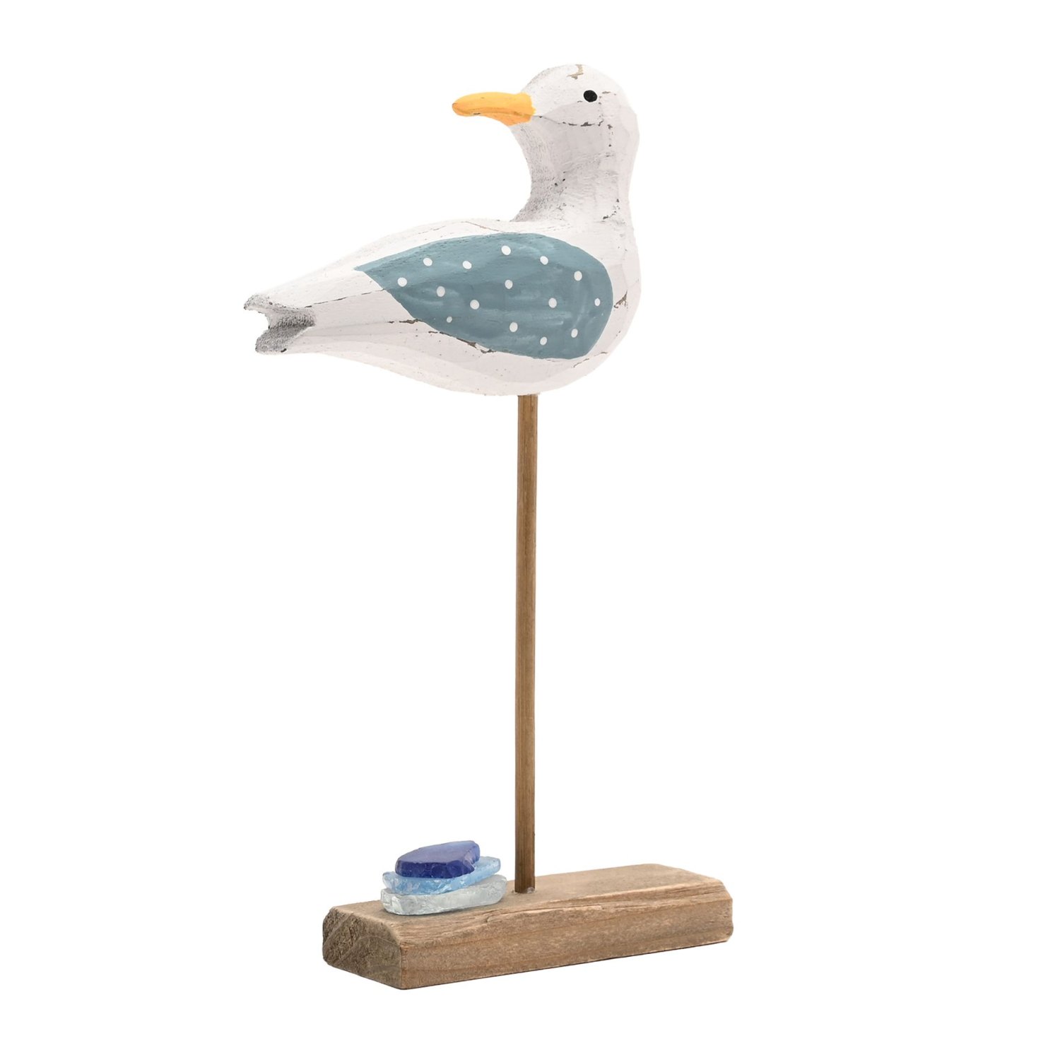 Love Life By The Sea Driftwood and Sea Glass Seagull Ornament1