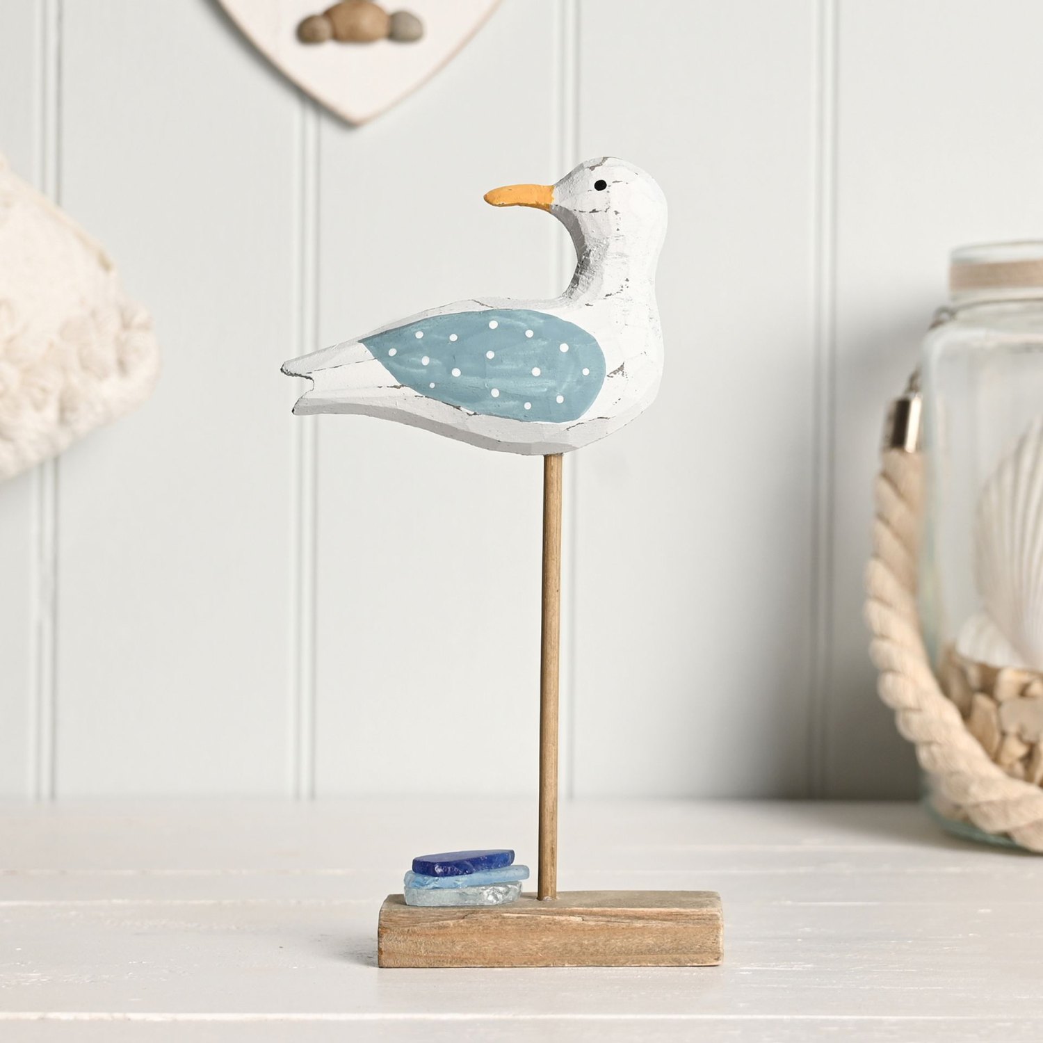 Love Life By The Sea Driftwood and Sea Glass Seagull Ornament3
