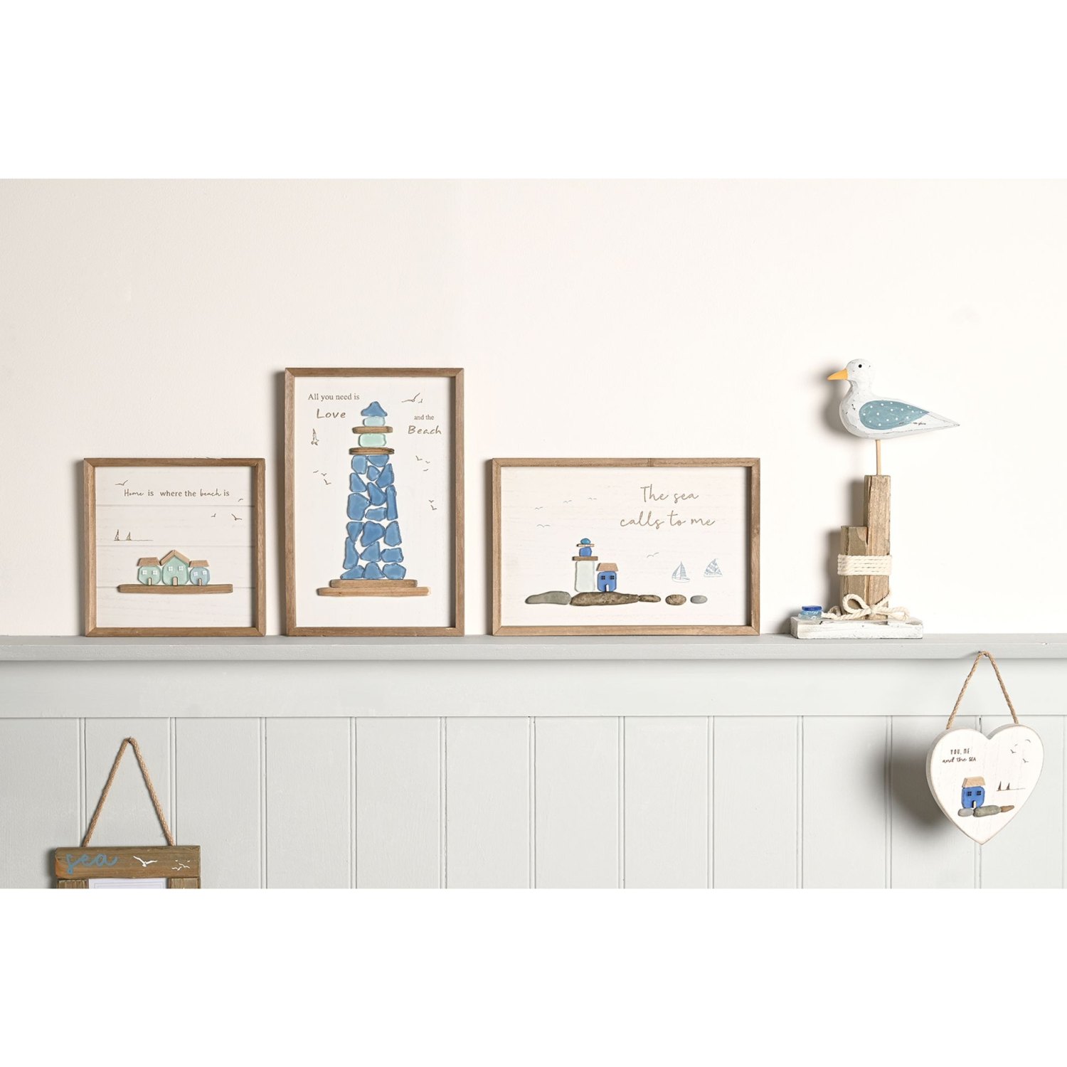 Love Life By The Sea Driftwood and Sea Glass Seagull Ornament5