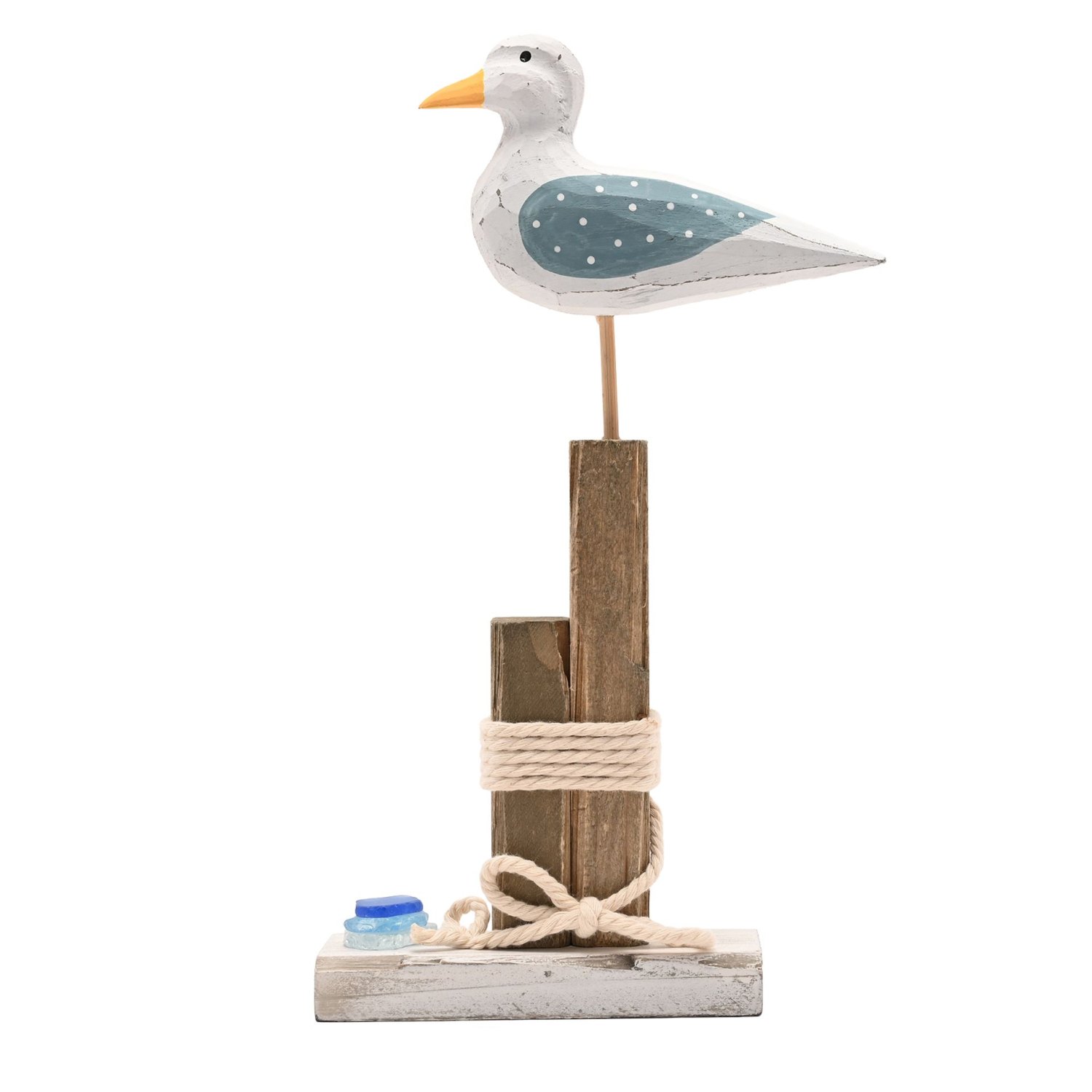 Love Life By The Sea Seagull Ornament with Sea Glass – 31cm