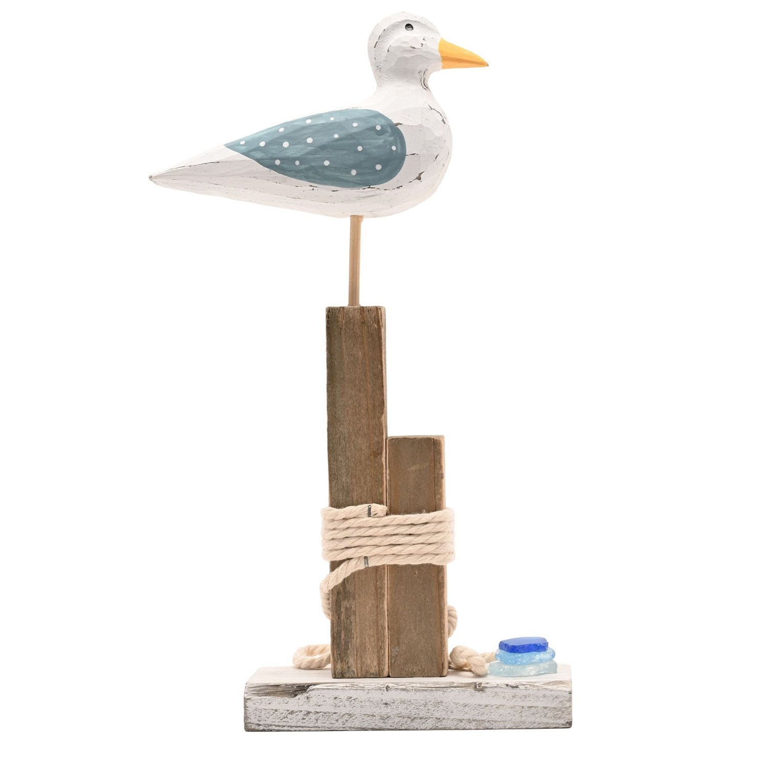Love Life By The Sea Seagull Ornament with Sea Glass – 31cm2