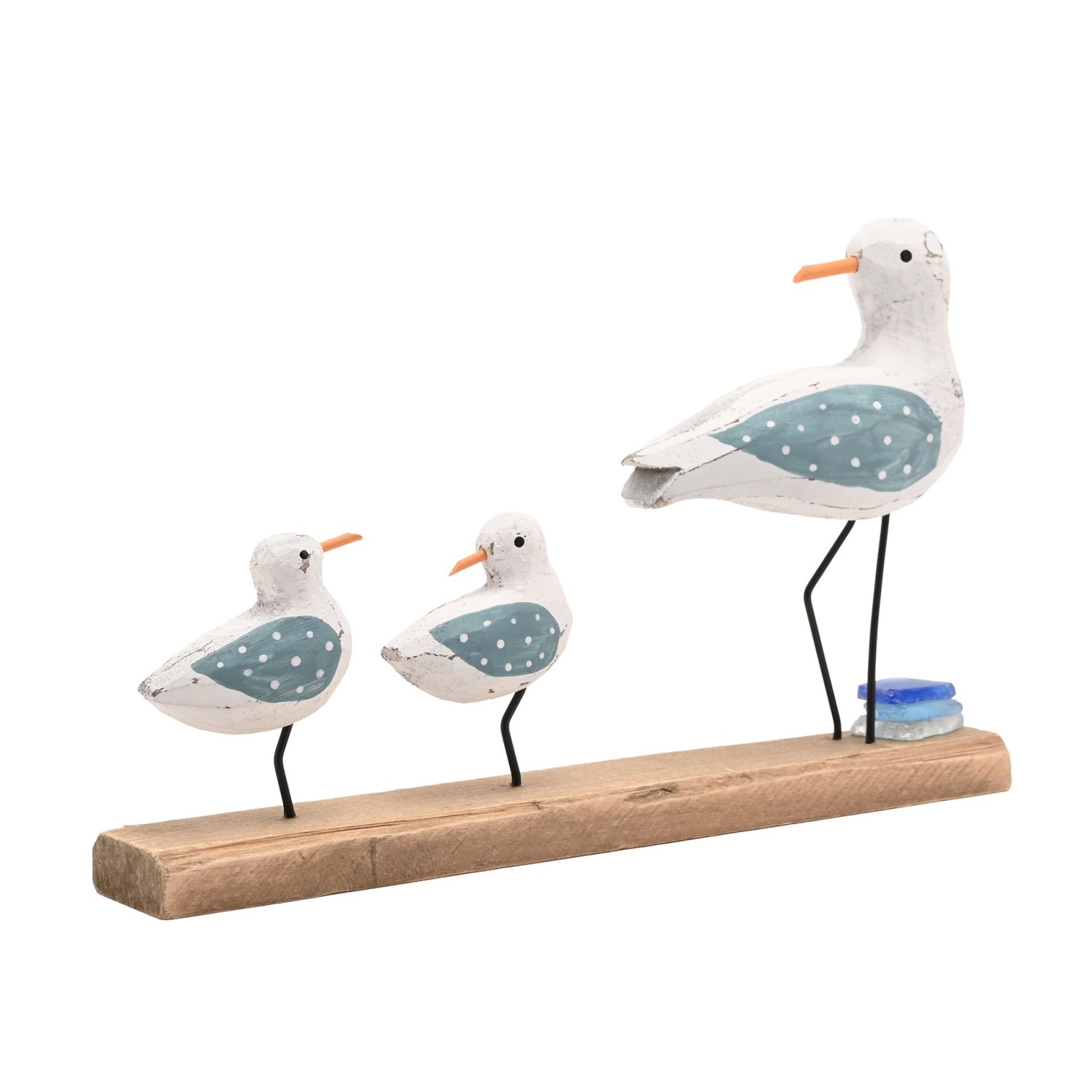 Love Life By The Sea Seagull Trio Ornament with Sea Glass1