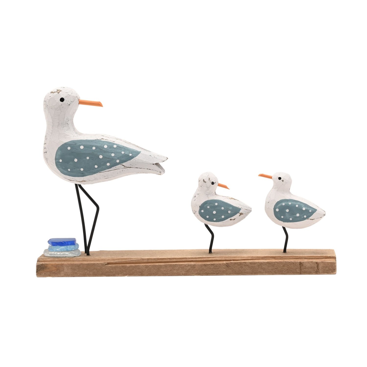 Love Life By The Sea Seagull Trio Ornament with Sea Glass2