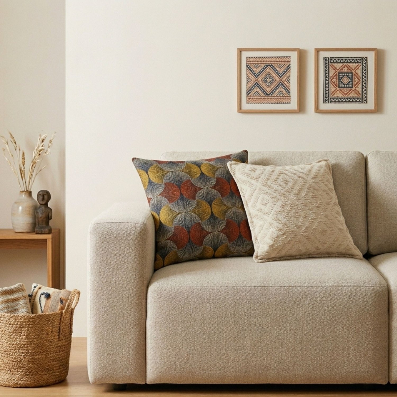 Classic Neutral Geo Creme Cushion Cover - 45x45cm1