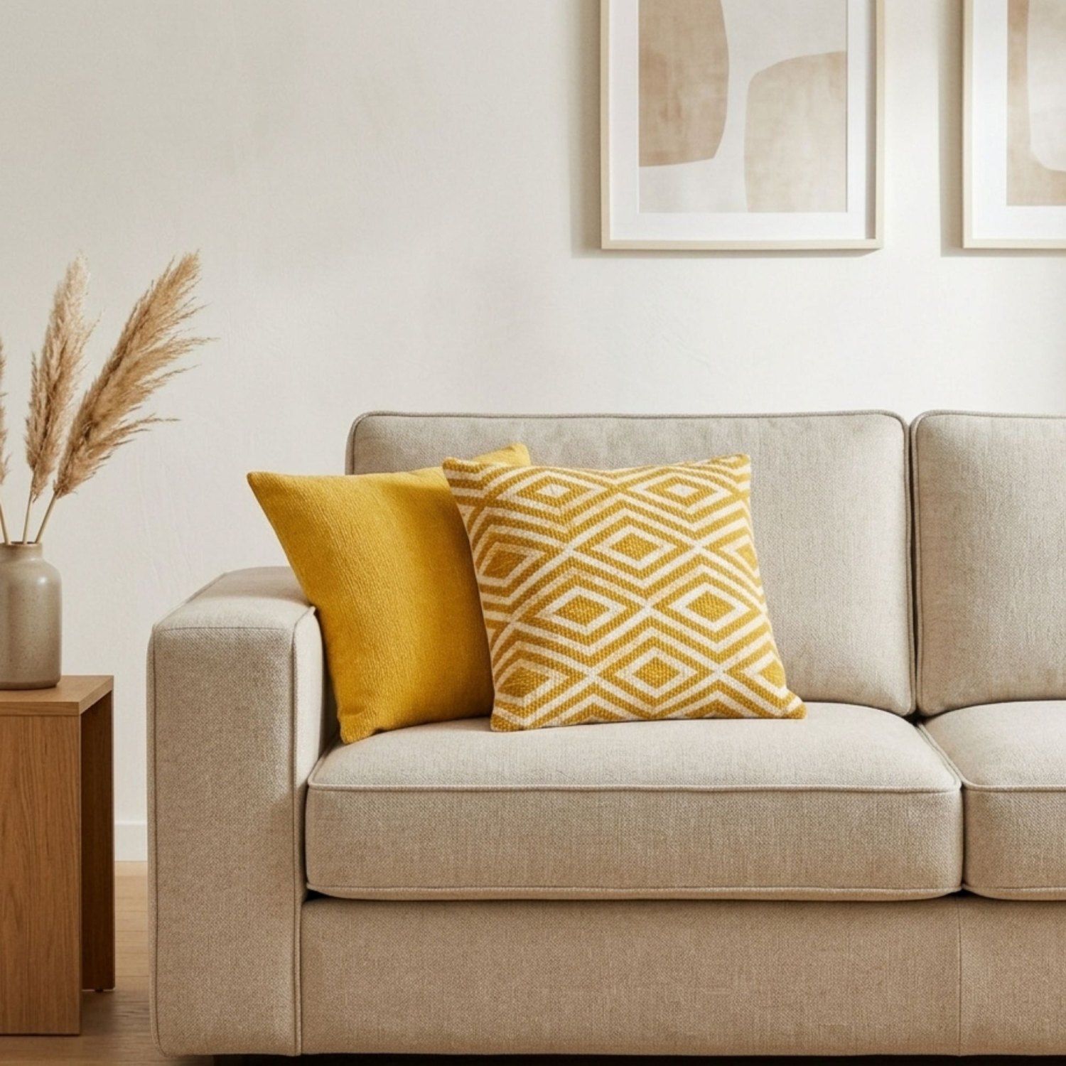 Classic Mustard Diamonds Cushion Cover - 45x45cm1