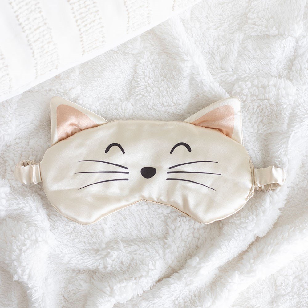 White Cat Face Satin Eye Mask3