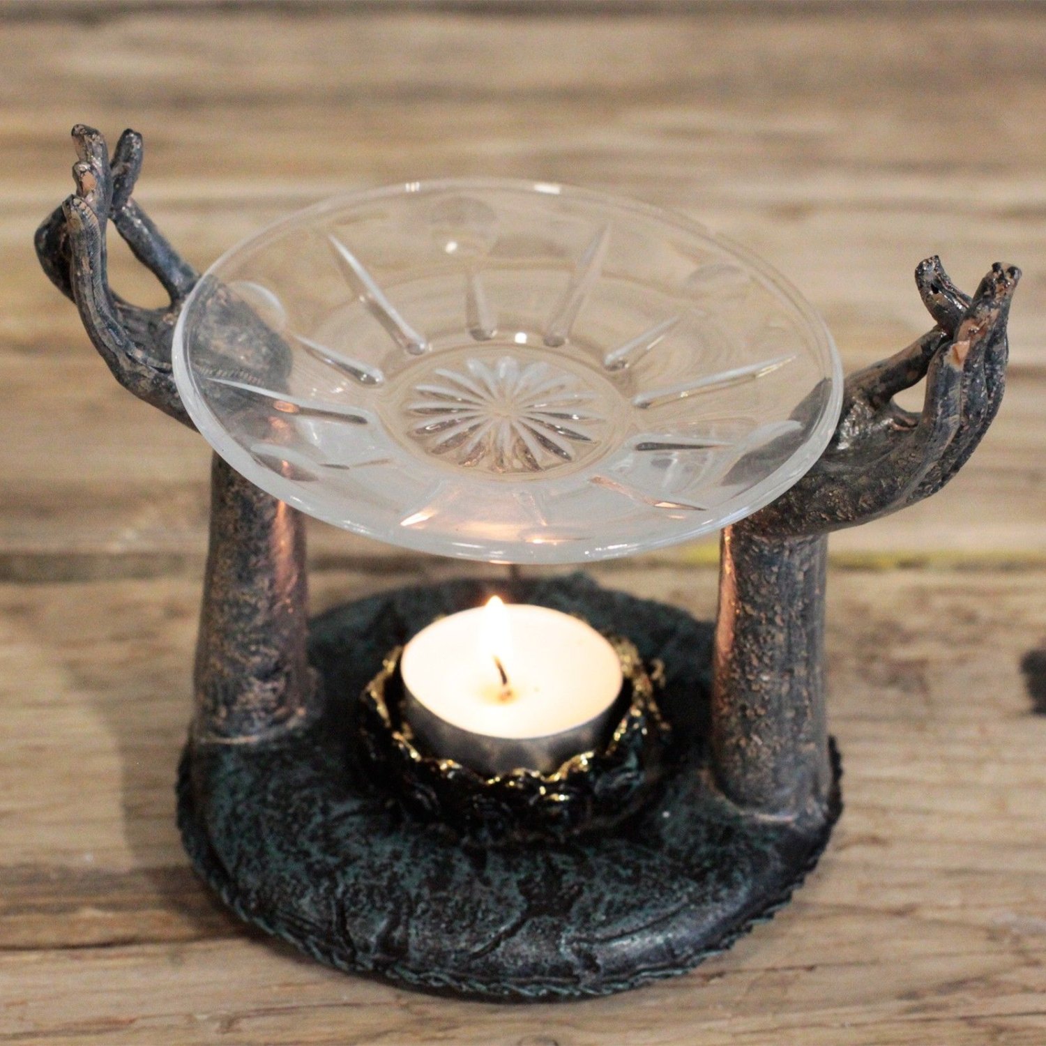 Antique Buddha Om Hands Oil Burner2