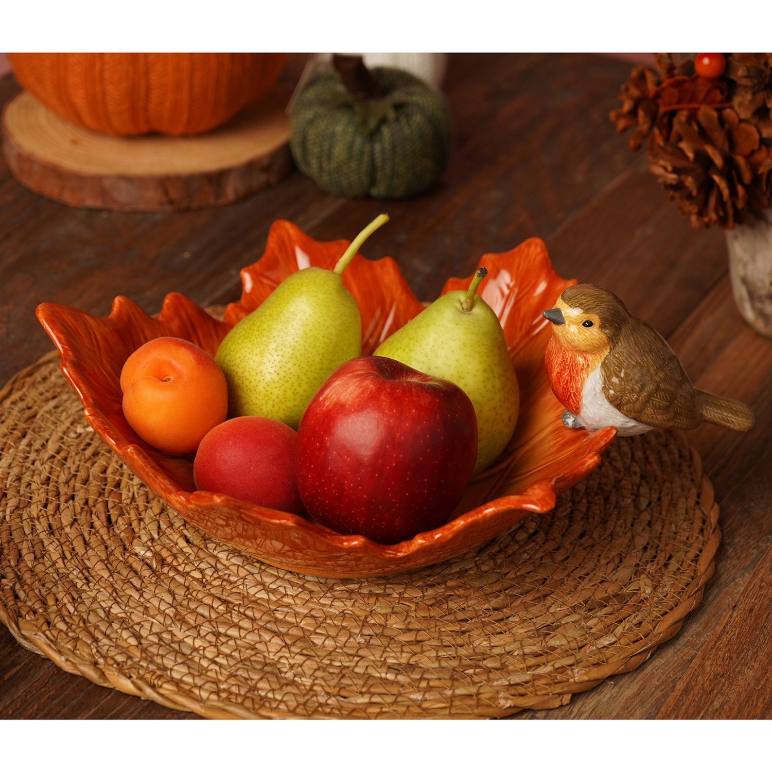 Country Living Robin on a Leaf Serving Bowl5