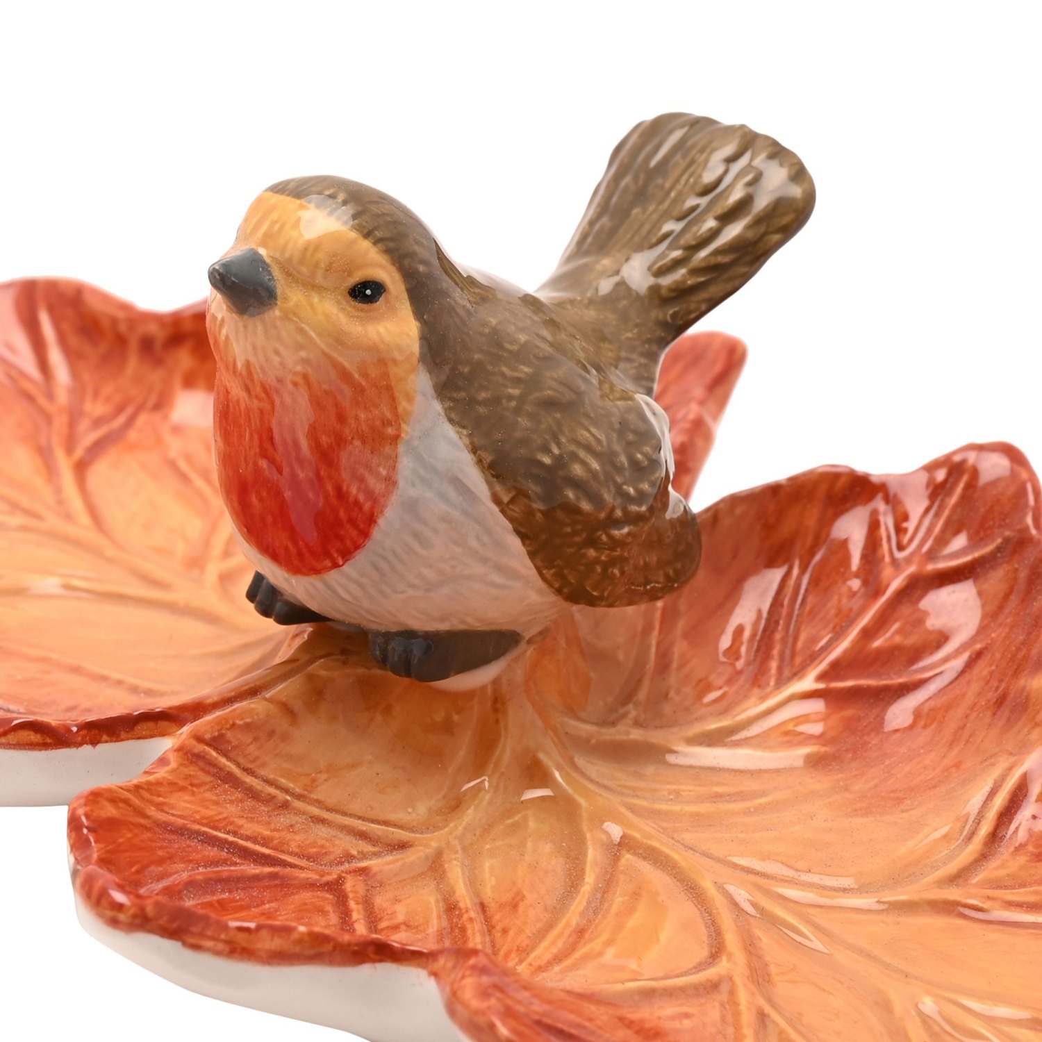 Country Living Robin on a Leaf Trinket Dish1