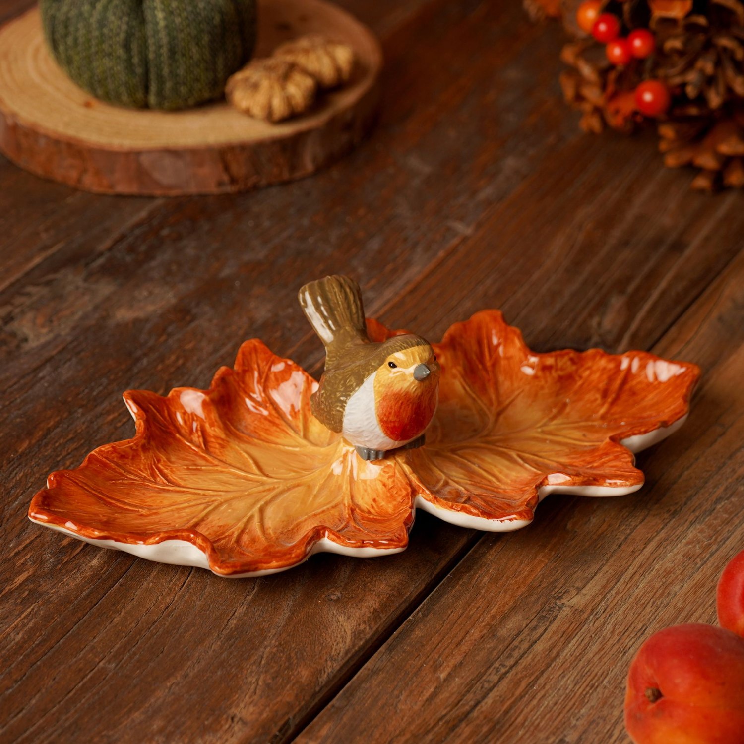 Country Living Robin on a Leaf Trinket Dish5
