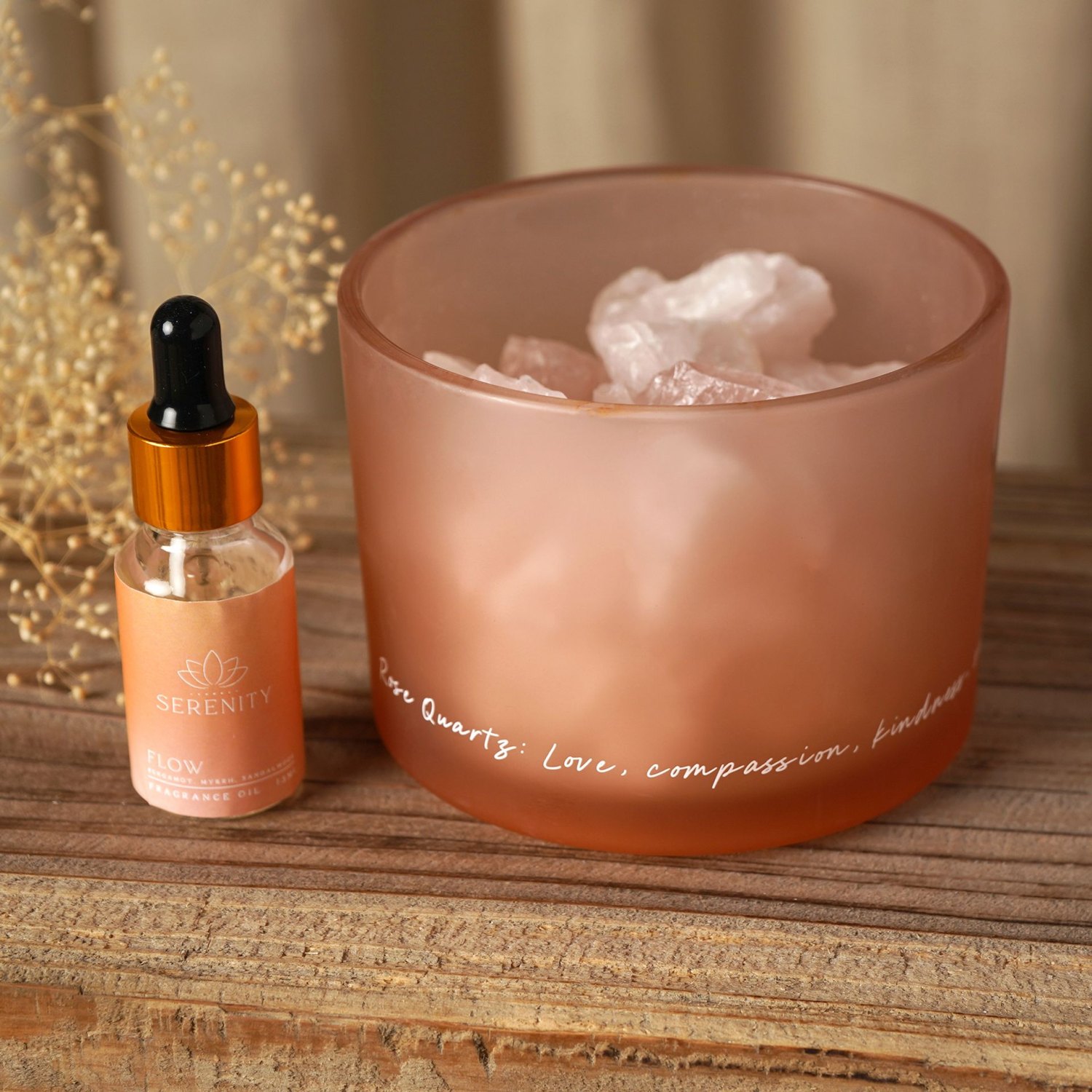 Serenity Rose Quartz Diffuser and Oil Set – Bergamot, Myrrh & Sandalwood6