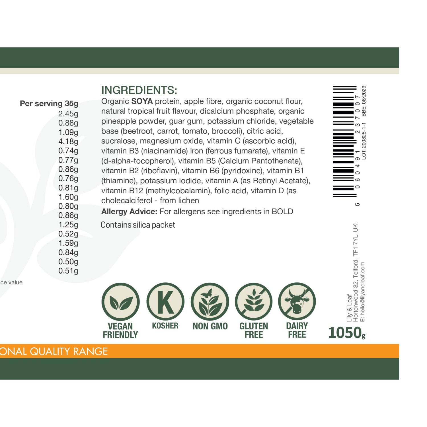 Lily & Loaf Daily Fuel Plant-Based Nutrition Shake – Tropical1
