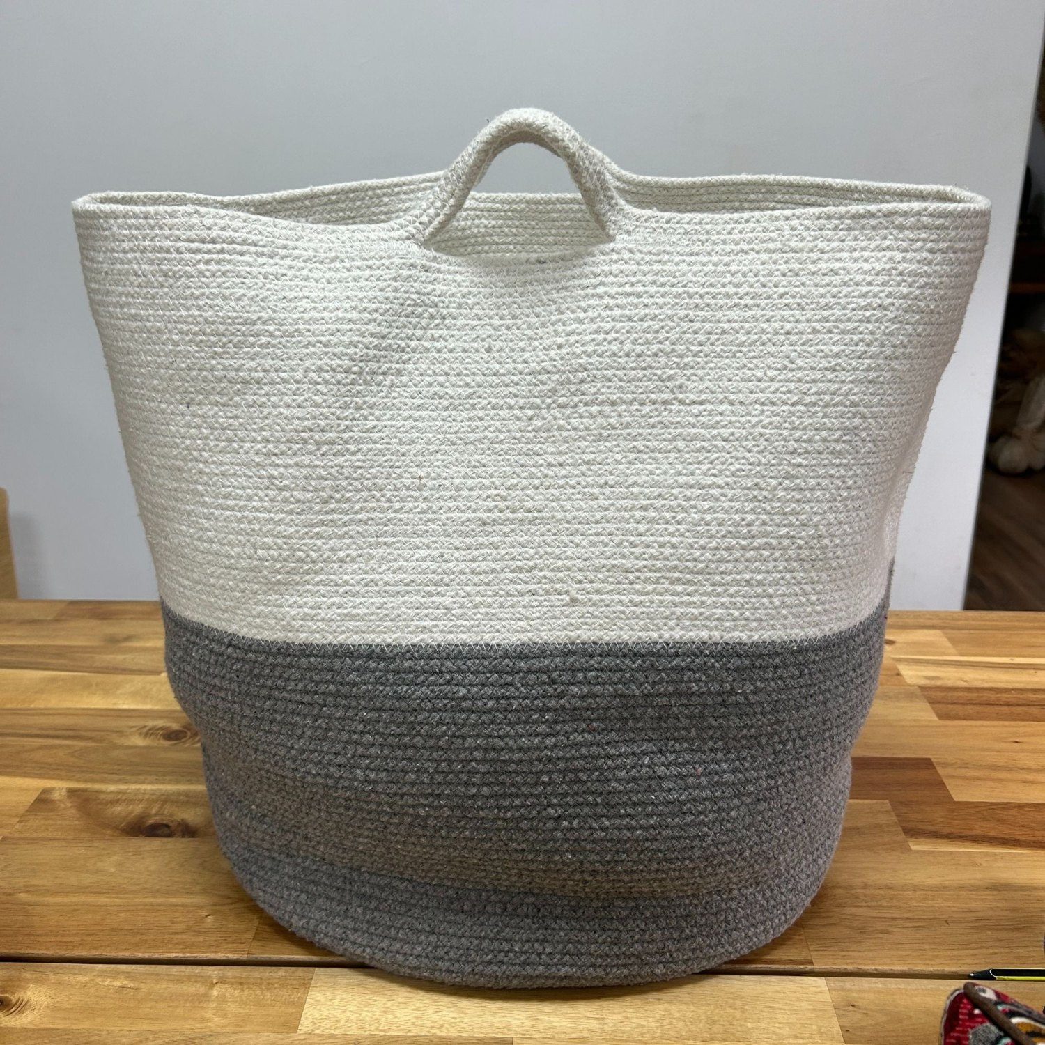 Large Grey Cotton Rope Laundry and Storage Basket – 45x40cm1