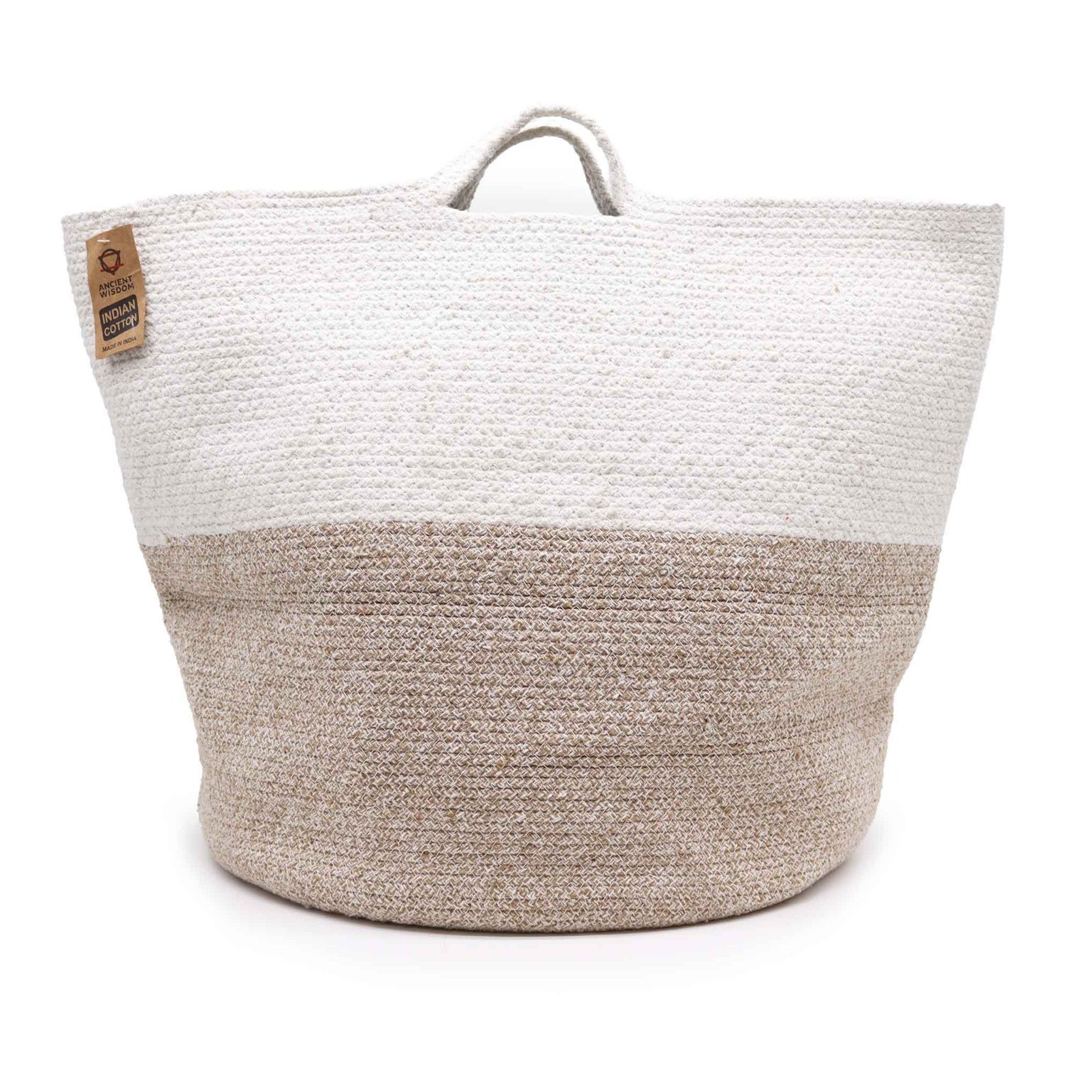 Large Beige Cotton Rope Laundry and Storage Basket – 45x40cm