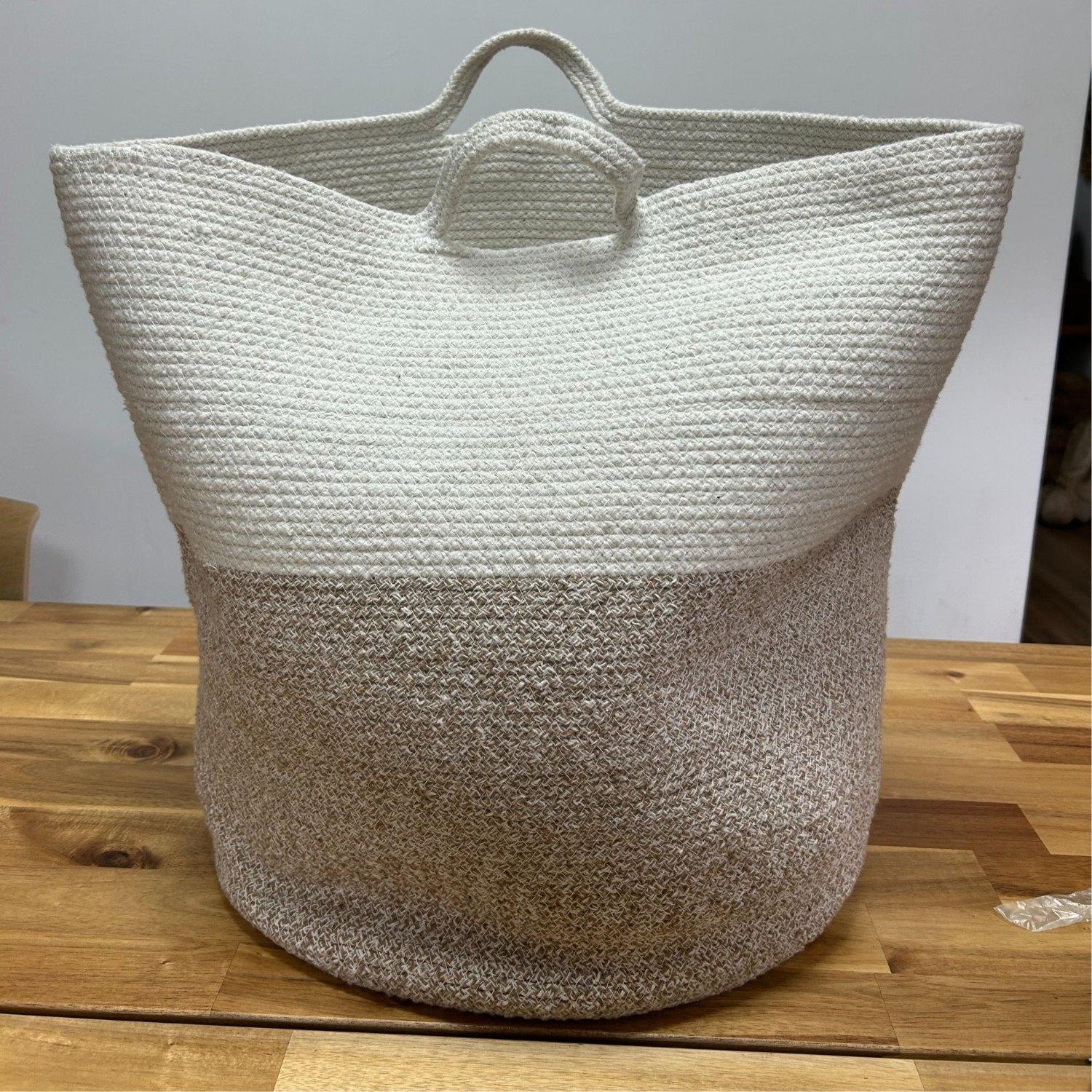 Large Beige Cotton Rope Laundry and Storage Basket – 45x40cm1