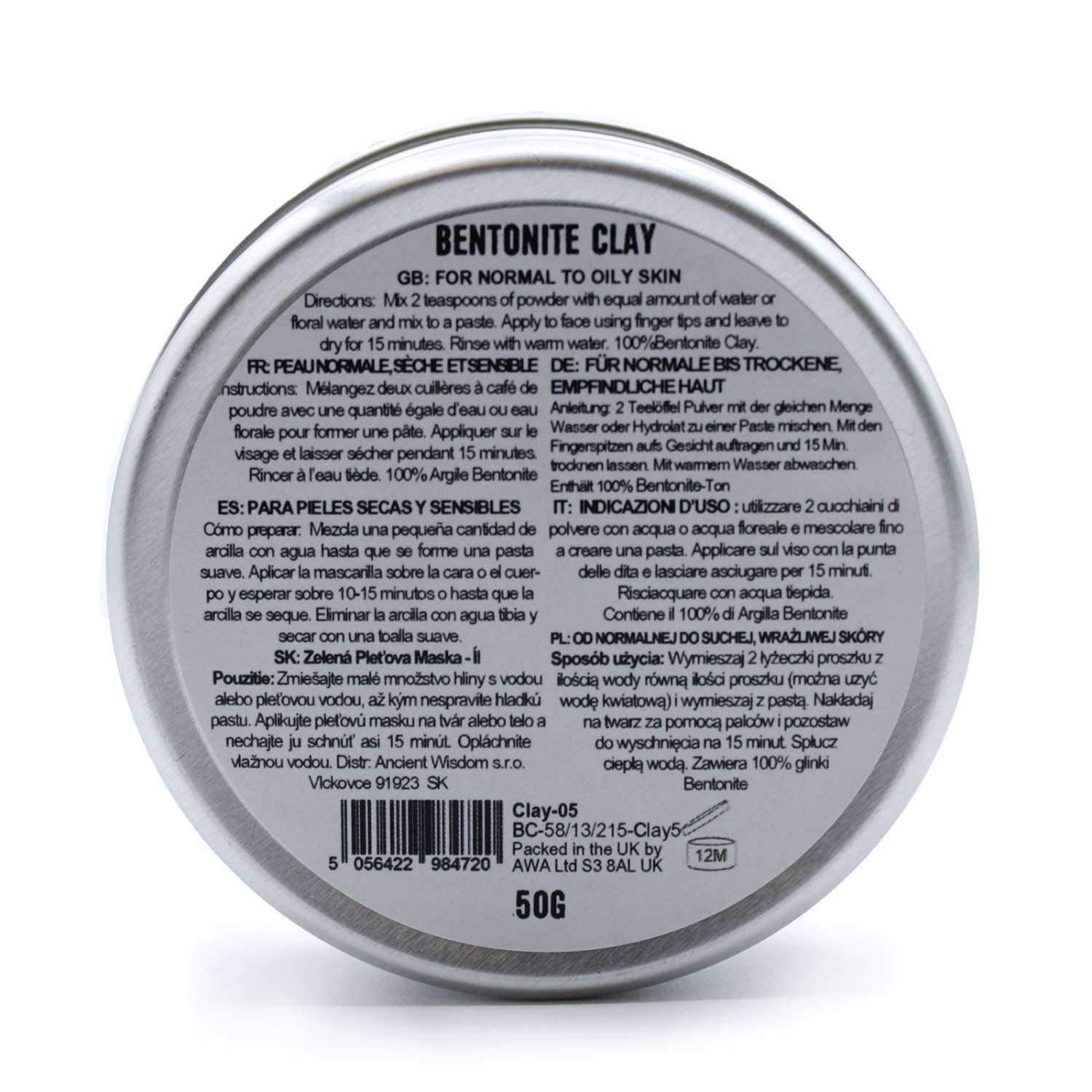 Ancient Wisdom Bentonite Clay Face Mask – 50g2