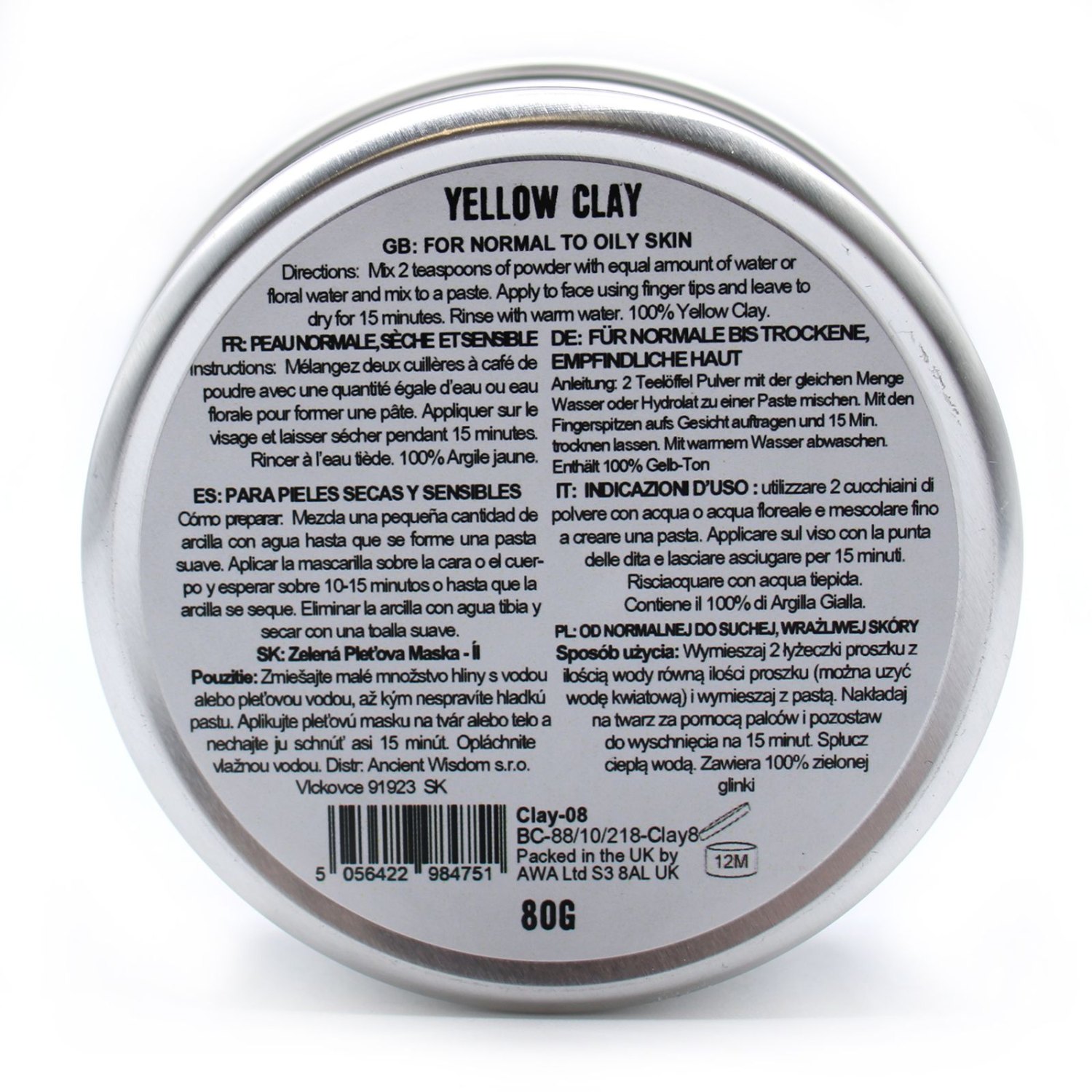 Ancient Wisdom Yellow Clay Face Mask – 80g2