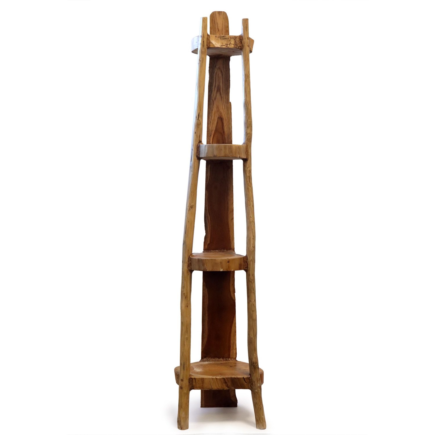Natural Teak Corner Shelving Unit – 4 Shelves