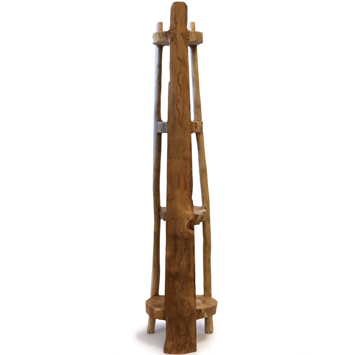 Natural Teak Corner Shelving Unit – 4 Shelves2