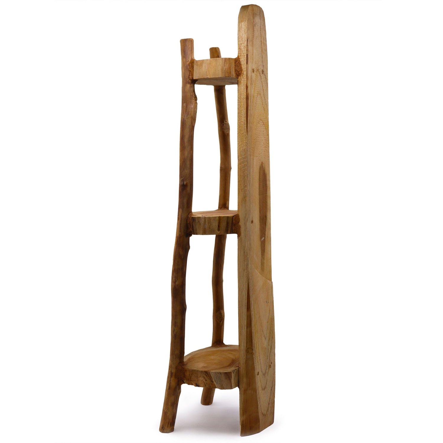 Natural Teak Corner Shelving Unit – 3 Shelves1