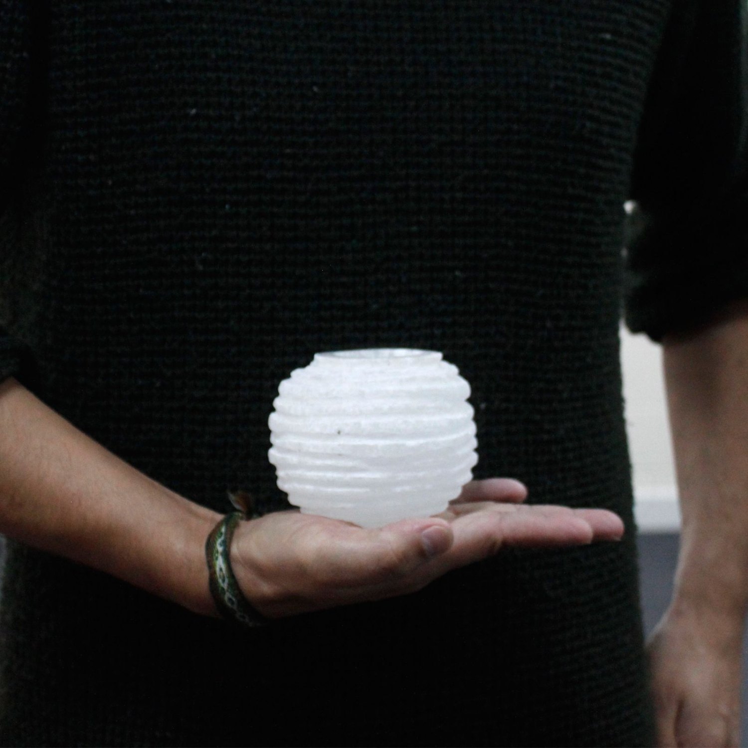 Selenite Snowball Candle Holder – 8cm3