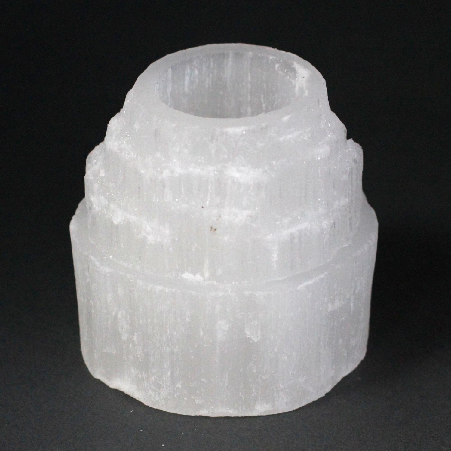 Selenite Mountain Top Candle Holder – 8cm
