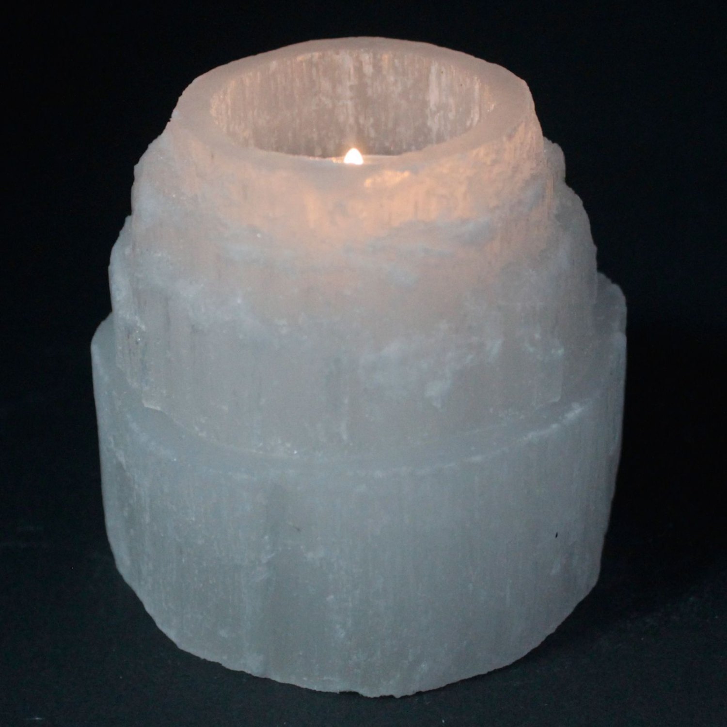 Selenite Mountain Top Candle Holder – 8cm1