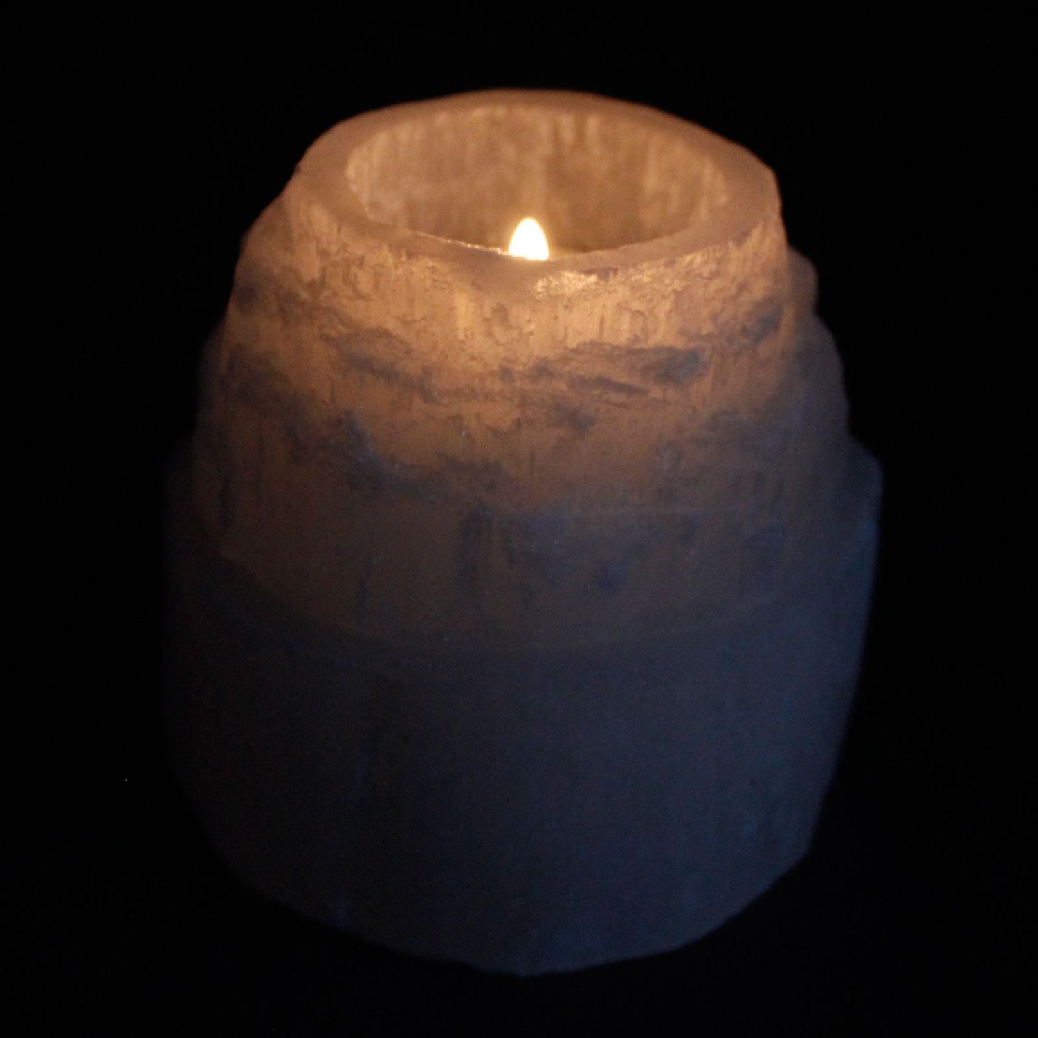 Selenite Mountain Top Candle Holder – 8cm2