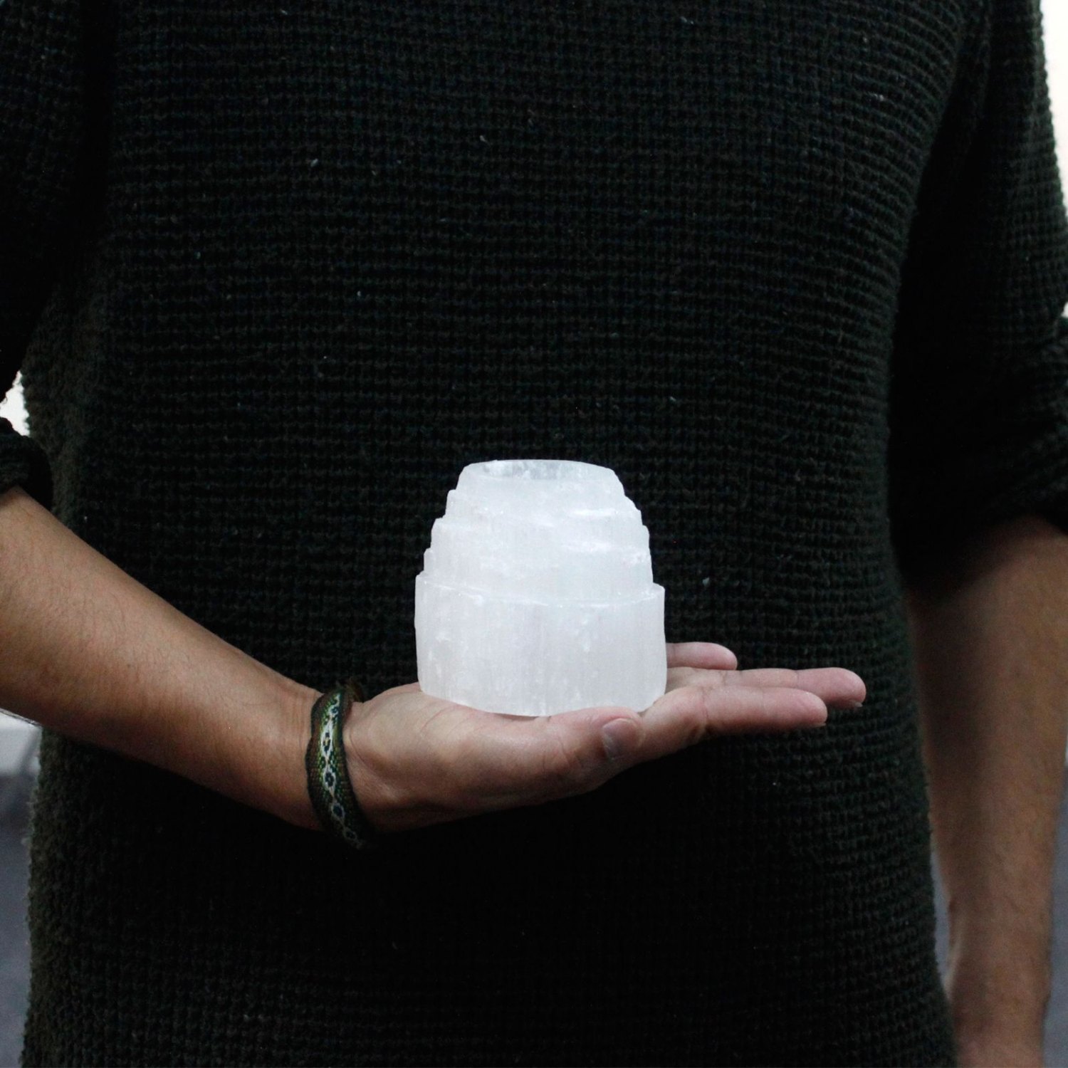 Selenite Mountain Top Candle Holder – 8cm3