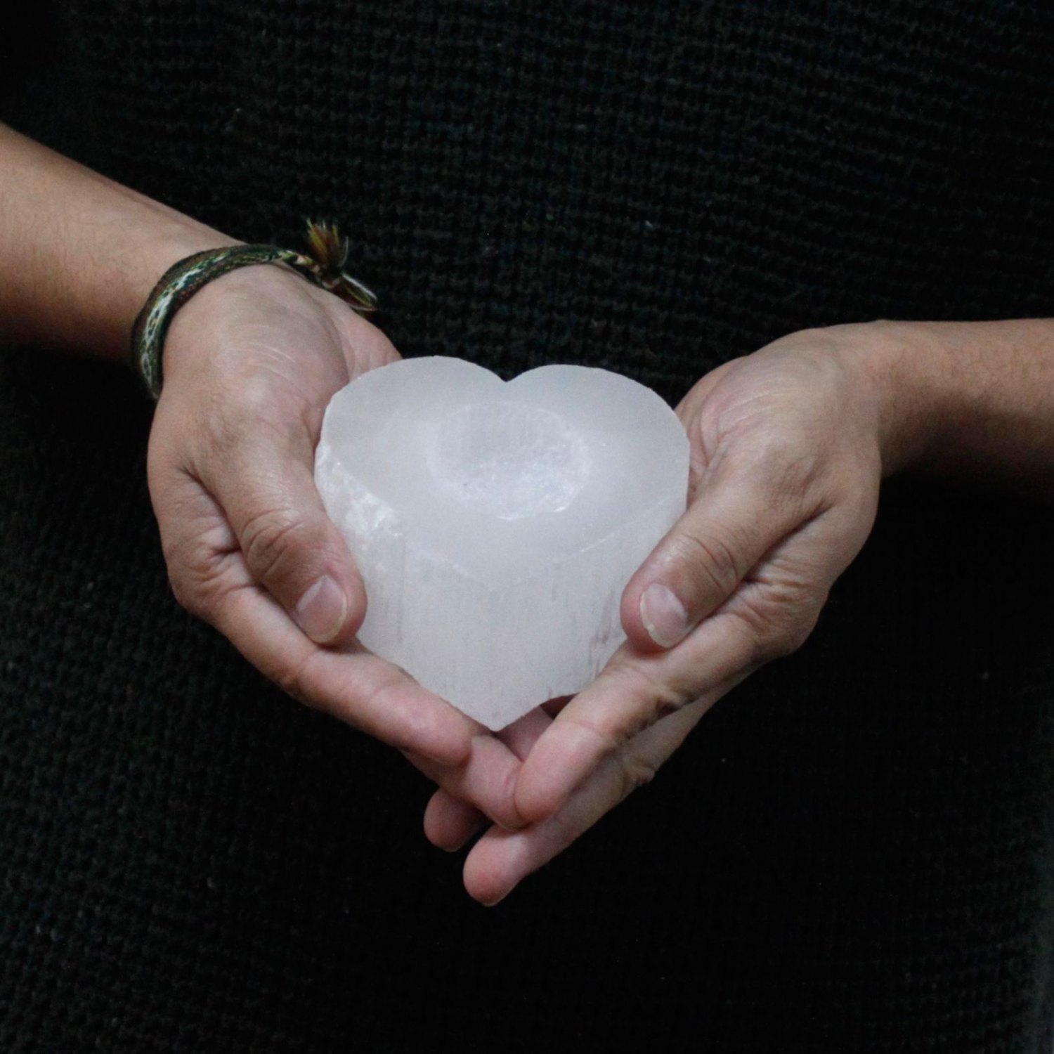Selenite Heart Candle Holder2