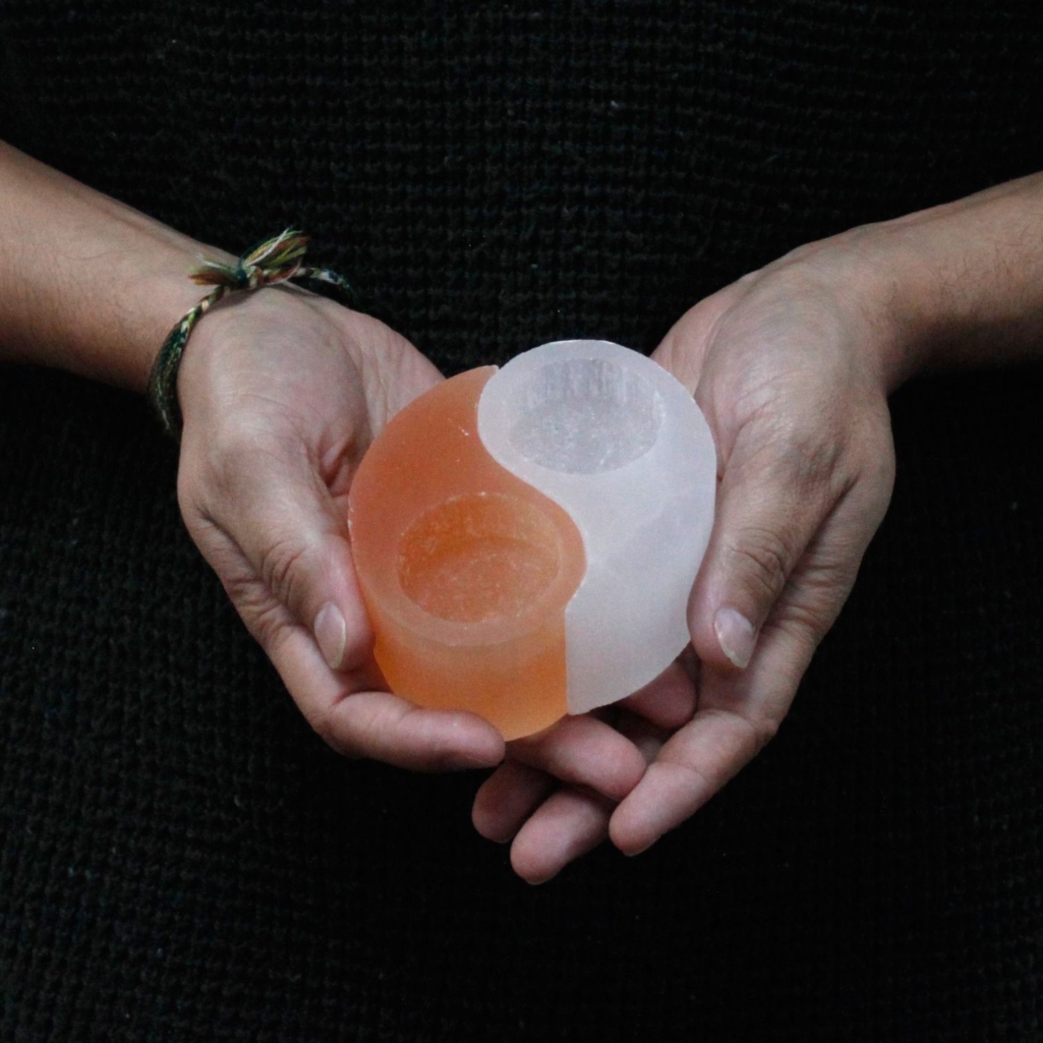 Selenite Yin Yang Candle Holder2