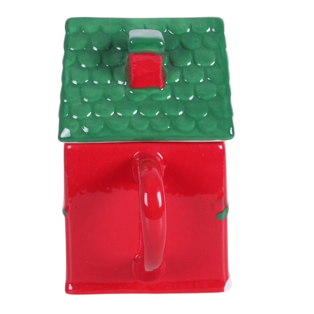 Red Christmas House Lidded Mug (350ml)2